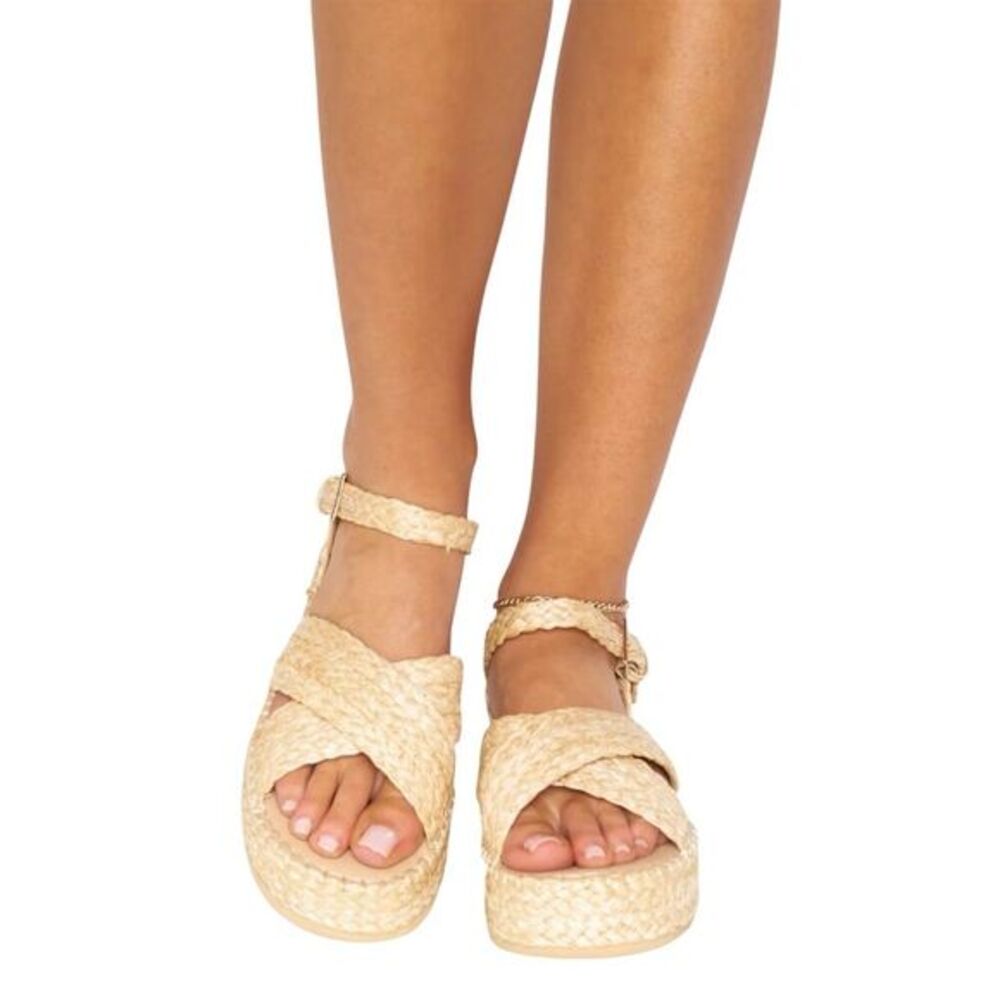 SODA Women's Espadrille Platform Sandals Beige Size 10 Summer Casual
